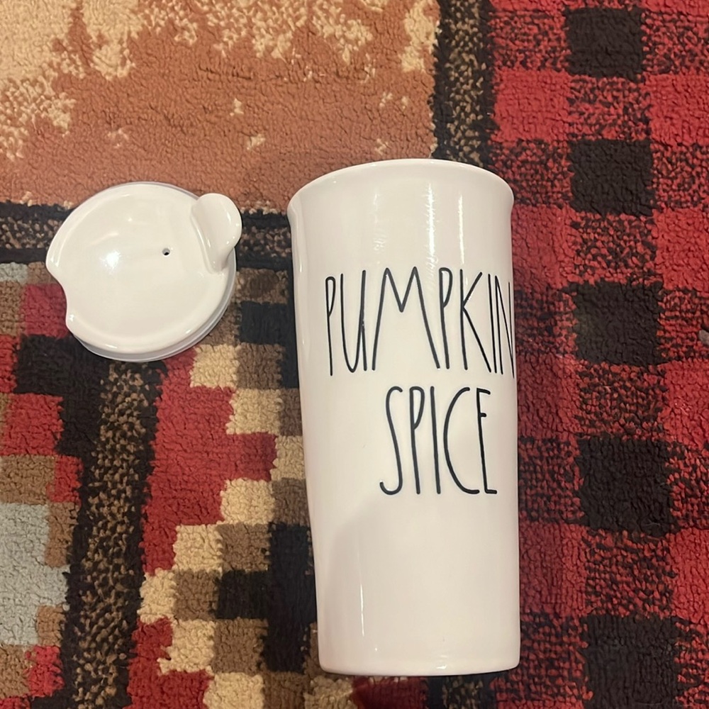 Rae Dunn ceramic pumpkin spice tumbler